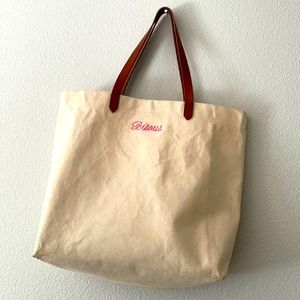 Madewell canvas tote with leather straps